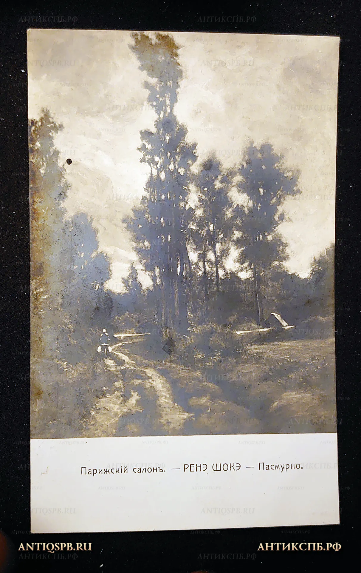 Открытка старинная, почтовая карточка "Temps gris. Пасмурно". Rene Choquet. Ренэ Шокэ. Salon de Paris 1911. Парижский салон. Акц. О: во Гранберг в Стокгольме. Нач. ХХ века. №7506
